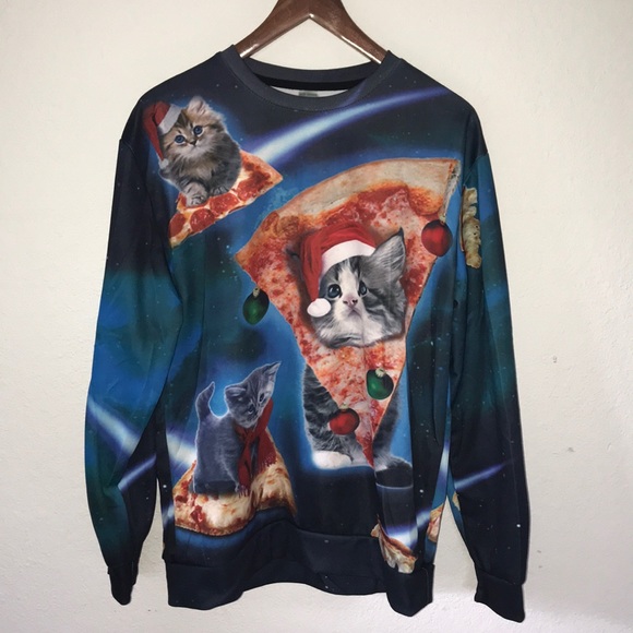Aideaone Other - Epic Men’s Cat & Pizza Ugly Christmas Sweater LG